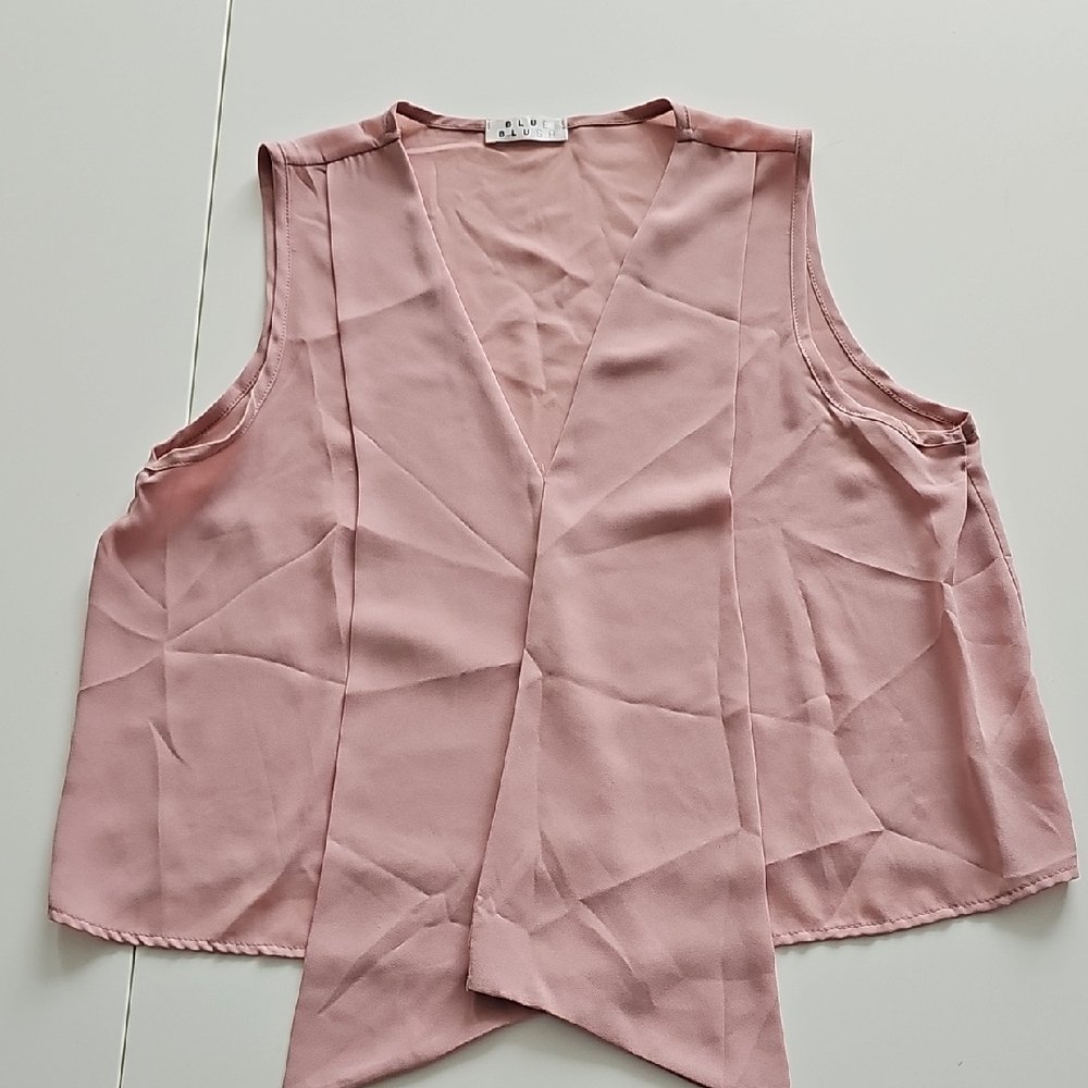Blue Blush Dusty Pink Sleeveless Blouse